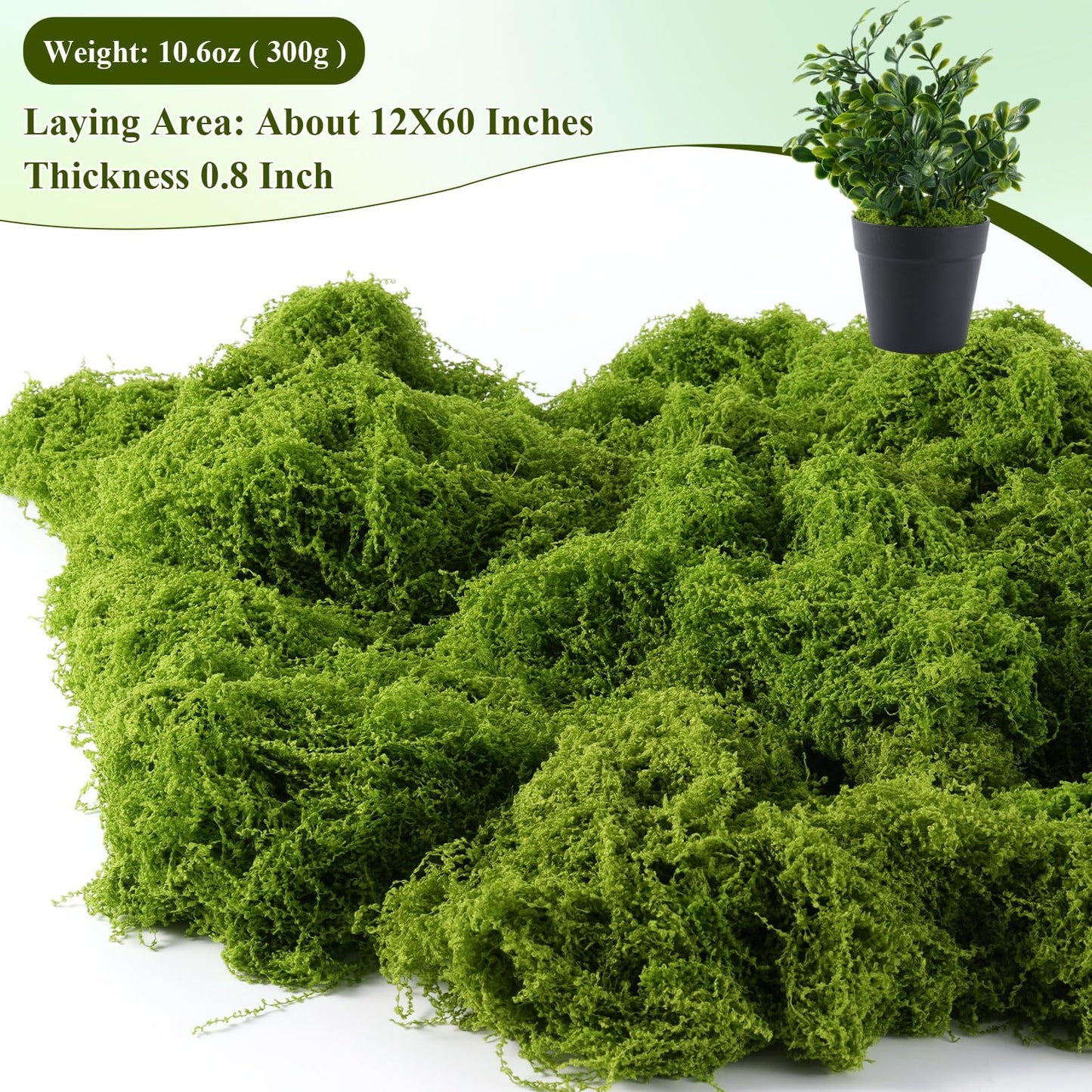 Sileasncei Faux Green Moss 10.6oz for Terrarium, Potted Plant Soil Cover & Wedding Table Centerpieces, Realistic Forest Style Moss for DIY Botanical Decor, Vase Fillers & Maintenance Free Greenery