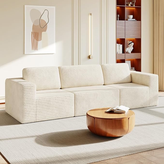 Vesgantti 119" Modular Sectional Sofa, Corduroy Cloud Couch