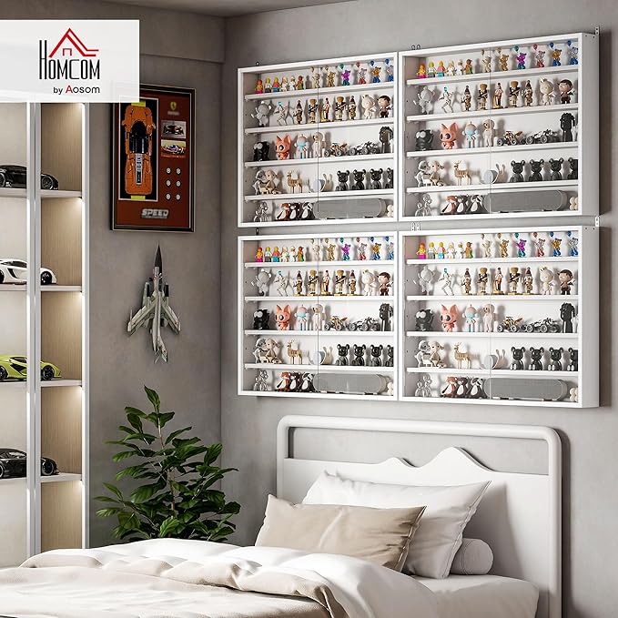 HOMCOM 5-Tier Display Cabinet, Glass Door Cabinet