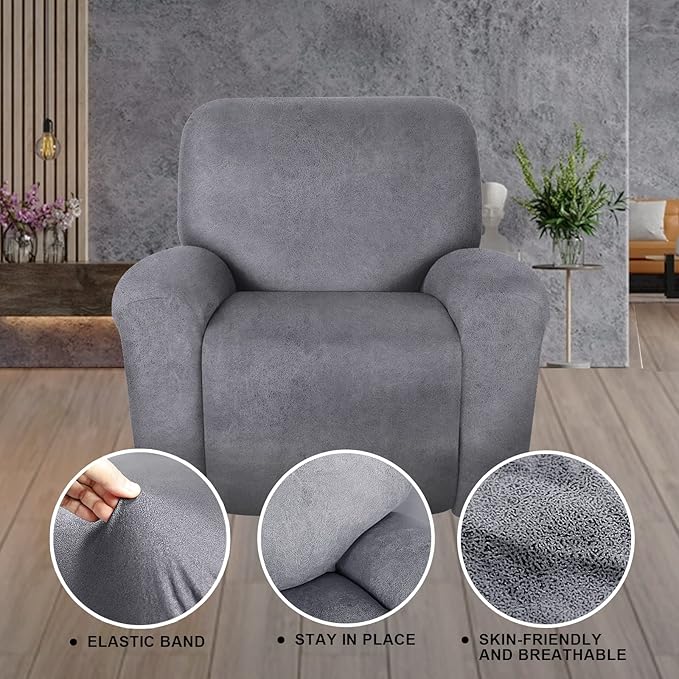 ANARACHON Recliner Chair Covers Leather Like, 4 Pieces Recliner Cover