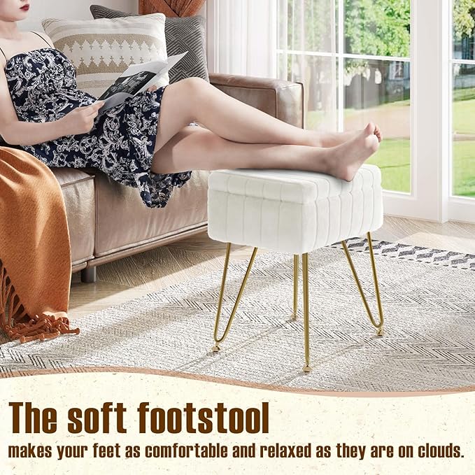 Greenstell Vanity Stool Chair Faux Fur