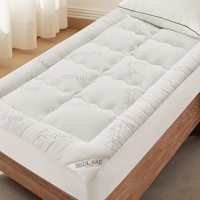 BEDLORE Twin XL Mattress Topper Viscose Derived from Bamboo, Thick Pillow Top