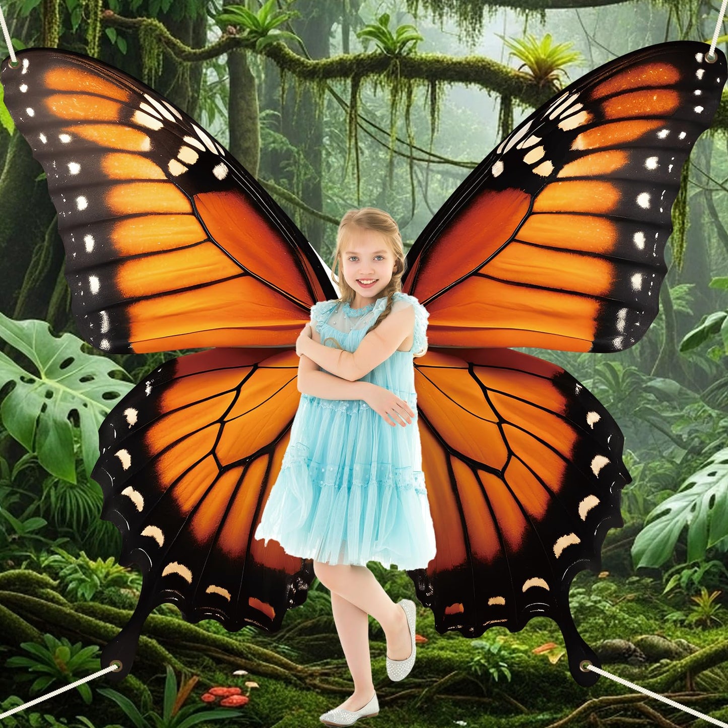 Butterfly Wings Backdrop Decoration Spring Monarch Butterfly Decor Photograph Background VBS Large Butterflies Party Hanging Banner Birthday Supplies for Women Girl Halloween Booth Photo Props Wall