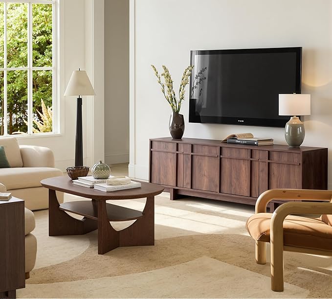 TV Stand for 75 Inch TV, Mid Century Modern TV Stand