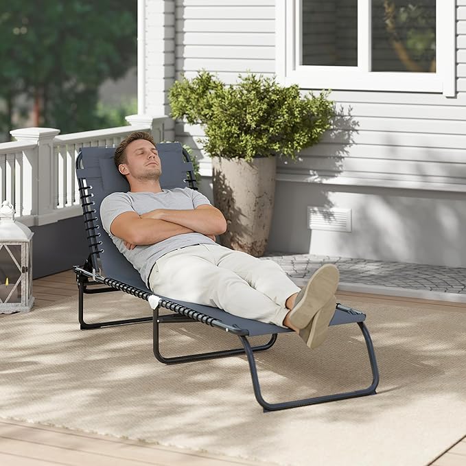 Outsunny Folding Chaise Lounge Chair, Patio Sun Tanning Chair, Outdoor Chaise