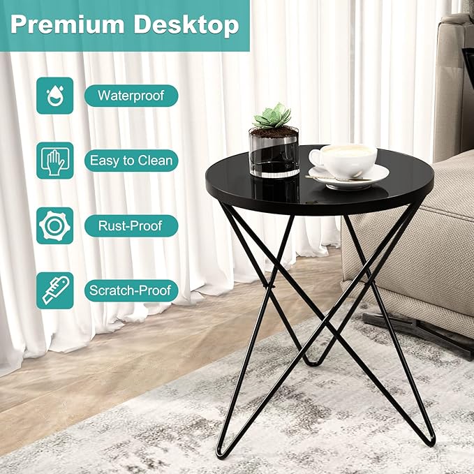 HLR Modern Round Side Table, End Table