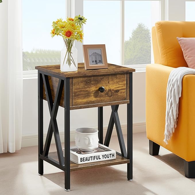 VECELO Nightstands Set of 2, Modern Bedside End Tables, Night Stands