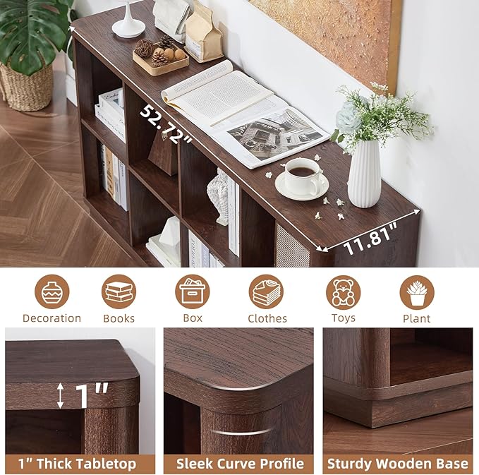 Joaxswe 8 Cube Bookcase, Floor Standing 2-Tier Cubby TV Stand Bookshelf