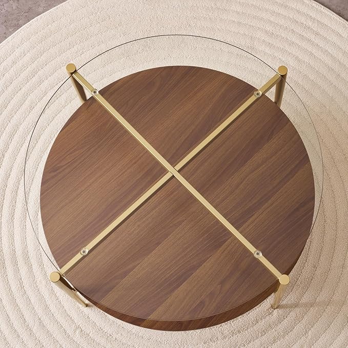 LumFurn Round Coffee Table, Mid-Century Modern Design, D30“ x H17”,