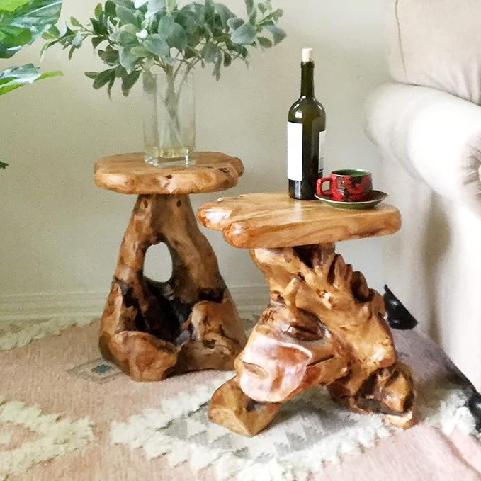 MISC Cedar Roots Natural Flower Stand Reclaimed Woods End Table Finish Wood
