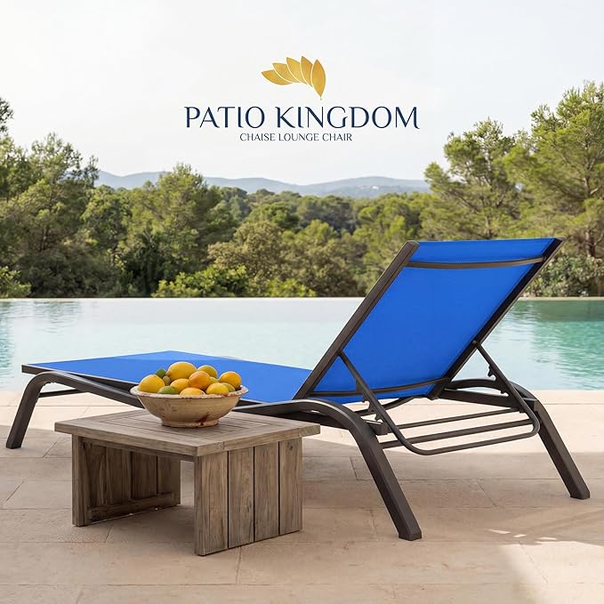 Patio Chaise Lounge Chairs Set of 6, All-Weather Aluminum Pool Loungers