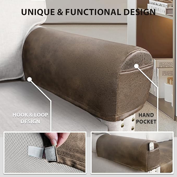 ANARACHON Leather Look Couch Arm Covers Set of 2 Armrest Covers
