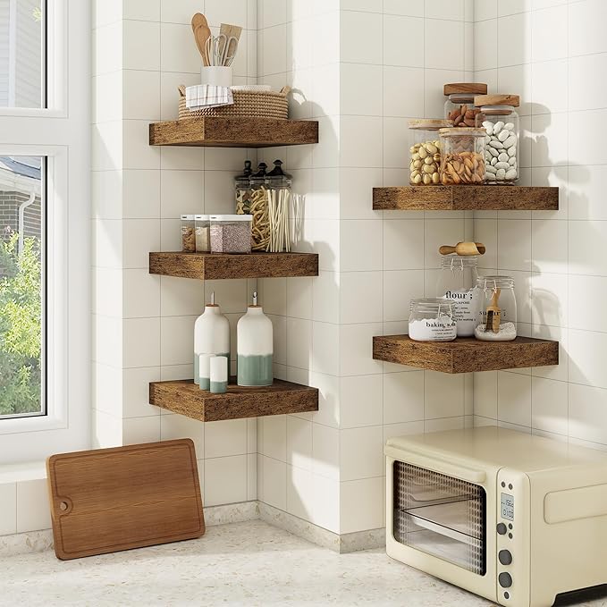 fuqing Floating Shelves for Wall, Wall Mounted Wood Floating Shelf
