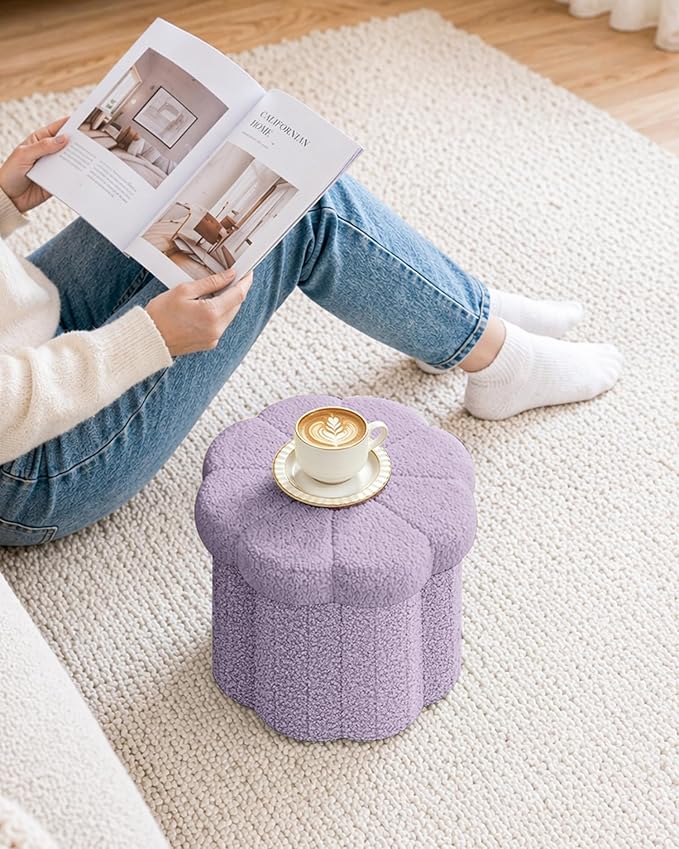 B FSOBEIIALEO Storage Ottoman Foldable, Sunflower Shaped Small Footrest