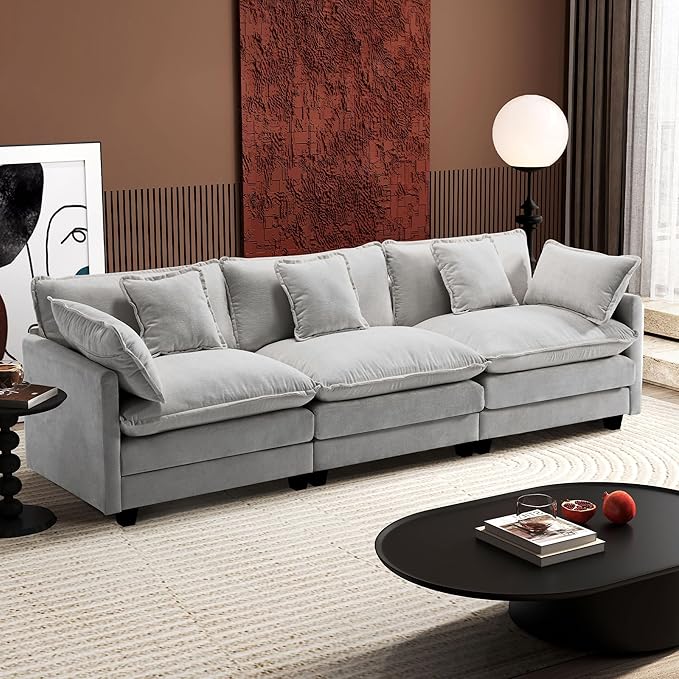 Ihanherry 111.4 Inch 3-Seater Cloud Sofa, Modular Sectional Couch, Modern Deep