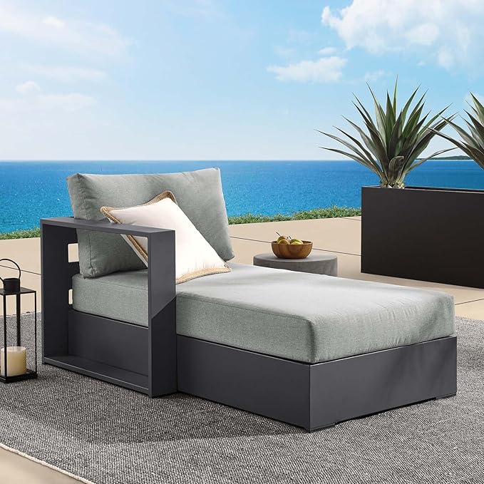 Modway Tahoe Aluminum Outdoor Chaise Lounge Gray
