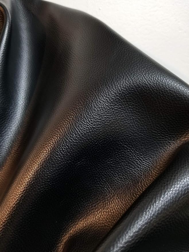 Black Soft Faux Vegan PU Leather by The Yard Synthetic Pleather 0.9 mm Nappa