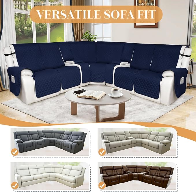 HDCAXKJ 100% Waterproof Reclining Sectional Couch Covers L Shape Recliner Sofa