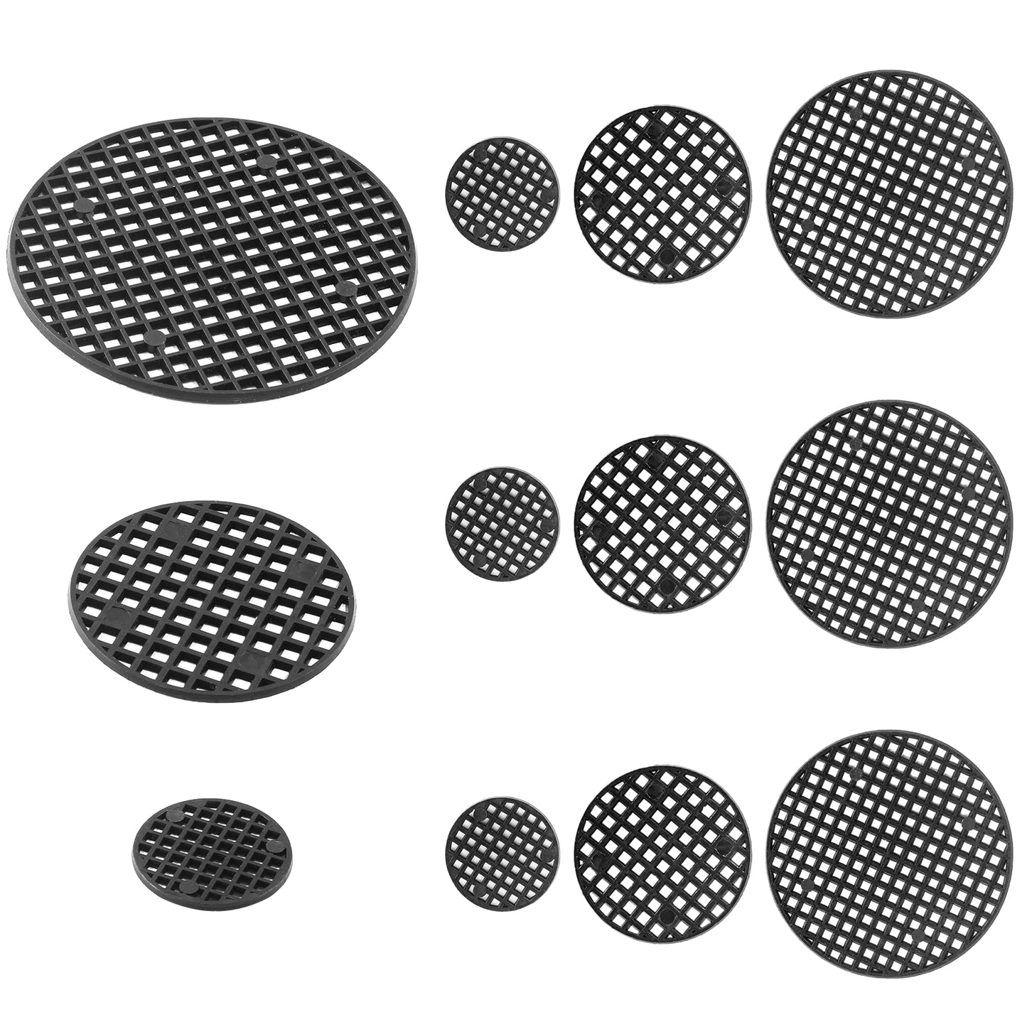 Bivethoi 150pcs Plant Pot Hole Cover - Bonsai Drainage Mesh Screens (3 Sizes, Black)