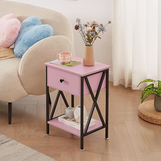 VECELO Nightstands Set of 2, Modern Bedside End Tables, Night Stands