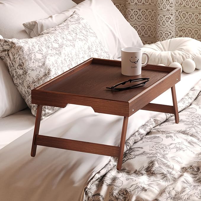 Fibogollo 4 Pack Bamboo Bed Tray Table