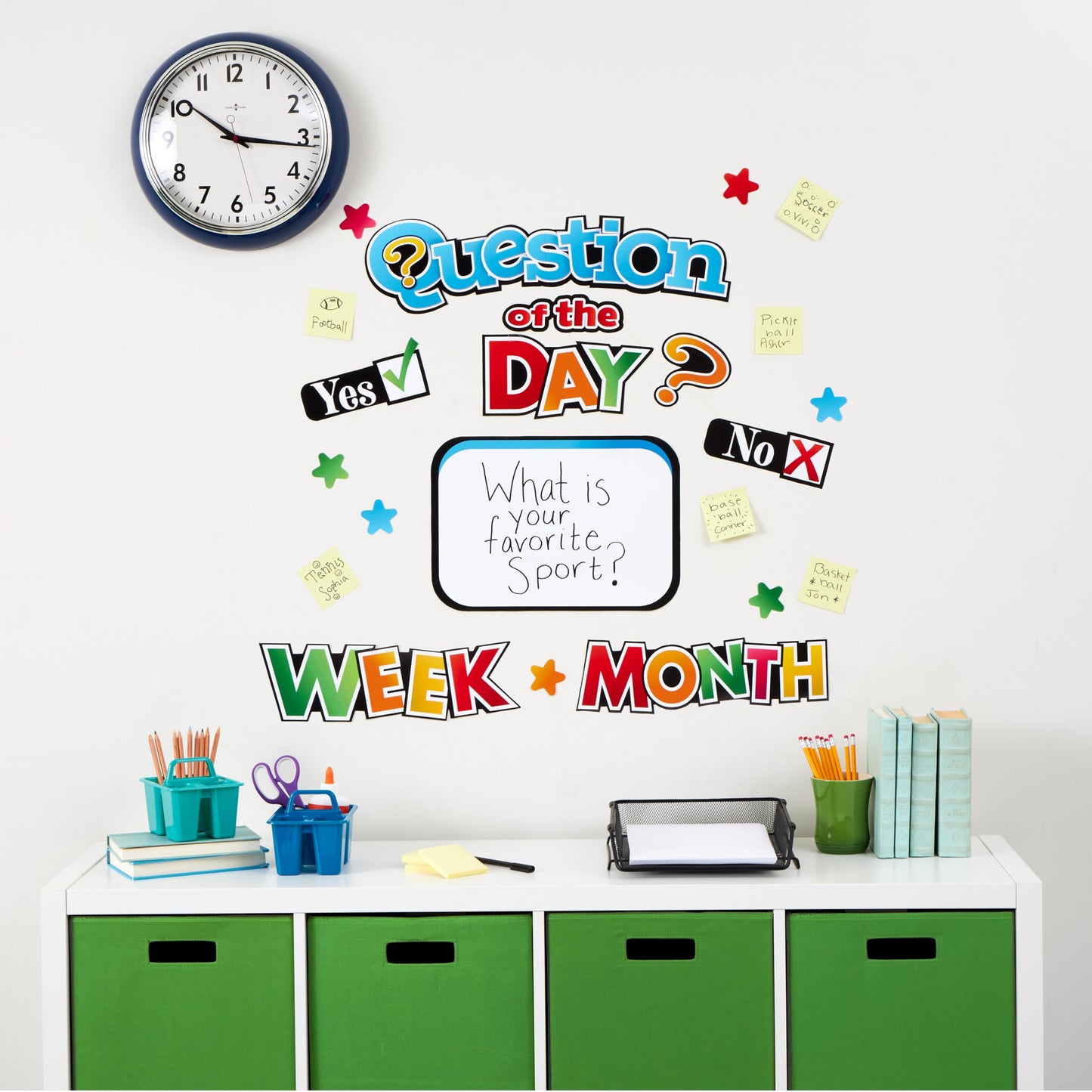 Eureka 661004 Question of The Day Interactive Mini Bulletin Board Set with Dry Erase Headliners, Multicolor, 16 Pieces