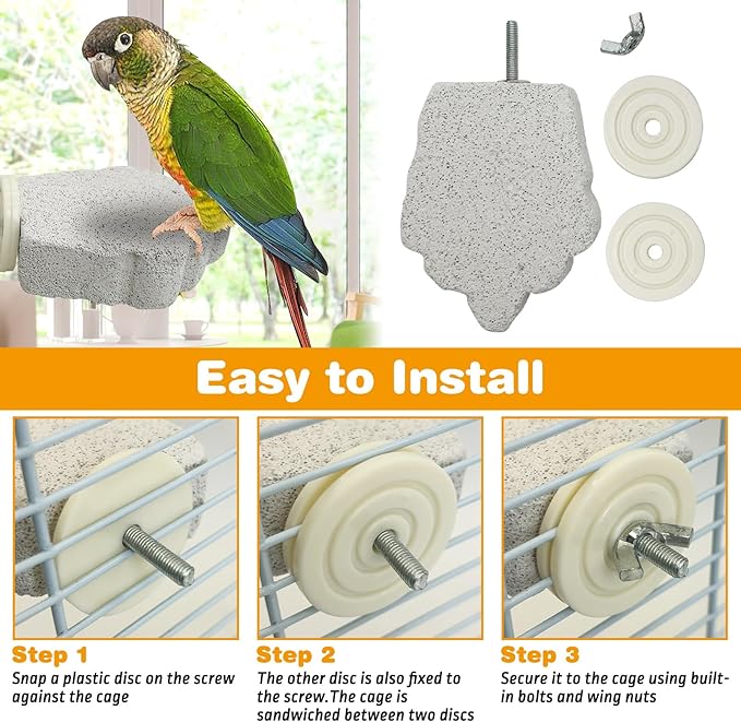 PINVNBY 6 PCS Bird Perch Parrot Beak Grinding Stone Calcium Mineral Parrot Perch Foot Claws Trimmer Chewing Toy Bird Cage Accessories for Small Medium Budgie Cockatiel Conure Lovebird (Grape)