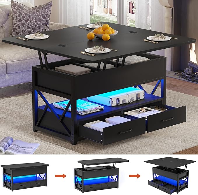 Itaar 40" Lift Top Coffee Table, 4 in 1 Coffee Tables