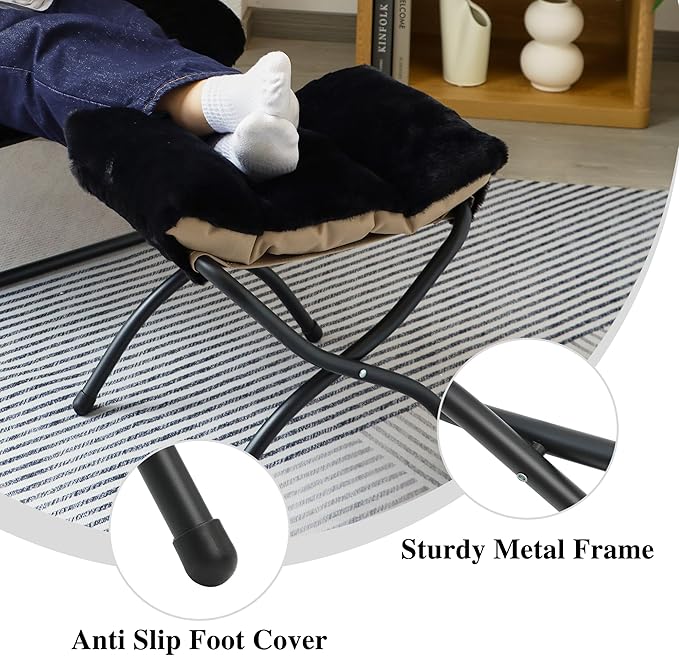 15" Folding Ottoman, Foldable Footrest Stool, Small Foot Stool