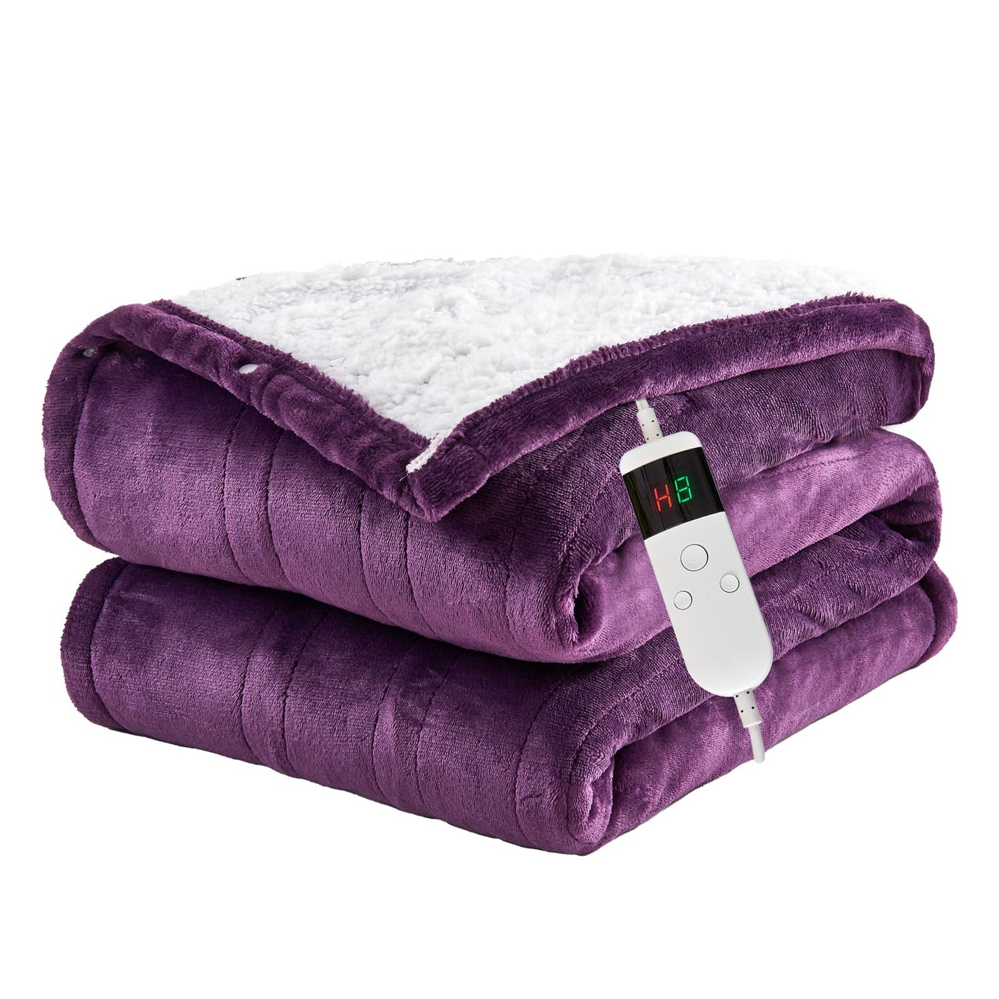 Electric Blanket Heated Throw, Soft Flannel Heating Blanket with 8 Hours Auto Off 10 Fast Heating Levels Machine Washable Sherpa Heated Blanket with Overheating Protection