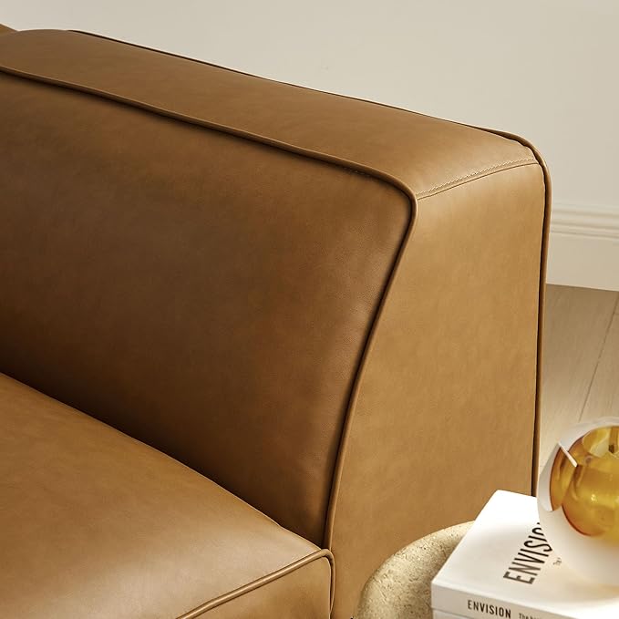 Modway Auren Vegan Leather Left Modular Armchair in Camel