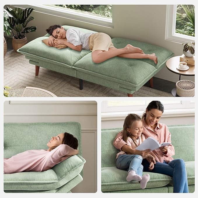 LINSY HOME Futon Sofa Bed, 3 in 1 Convertible Comfy Loveseat Sleeper Sofa Bed