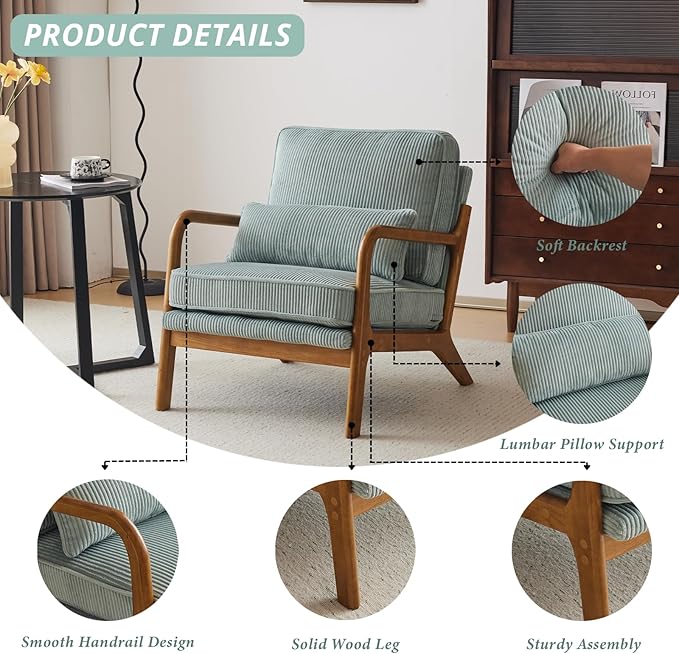 Karl home Mid-Century Modern Accent Chair, Living Room Chairs