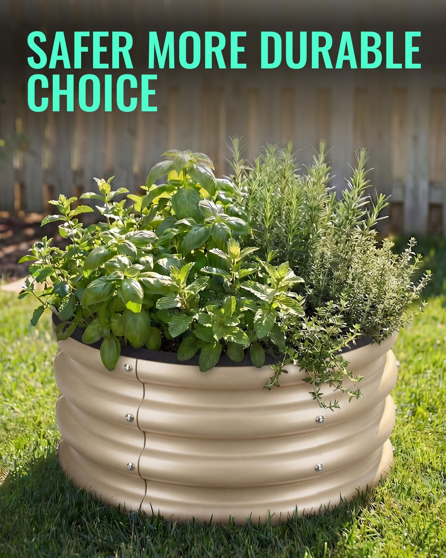 ZXZYHFTY Raised Garden Bed, 0.6 mm Galvanized Steel Round Planter Box with Open Bottom, White, 2 x 2 x 1 FT, 2 Pack
