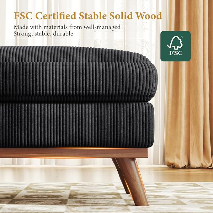 Vesgantti Large Ottoman for Modular Sofa, 29.5" Corduroy Ottoman