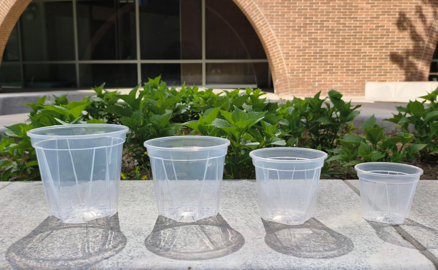Slotted Clear Nursery pots - 3 Each of 3.9“,4.7“,5.5“,6.3" for Indoor & Outdoor Plants,Sturdy Plastic Planters, Nursery Pots with Drainage Holes for Repotting with 12 Plant Labels and 1 Marker