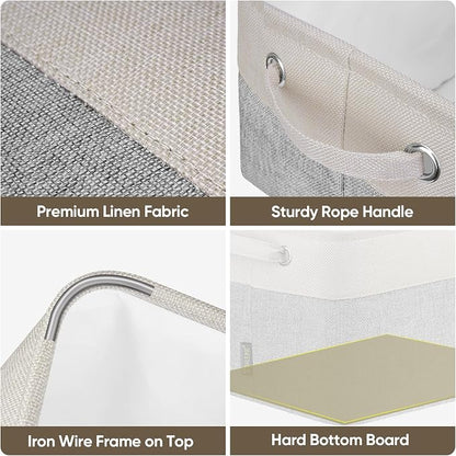 BALEINE 1 Pack Fabric Closet Storage Bins for Shelves, Linen Closet Organizers and Storage, Decorative Baskets for Organizing, Shelf, Clothes, Home, Office (Grey, 15''x11''x9.5'')