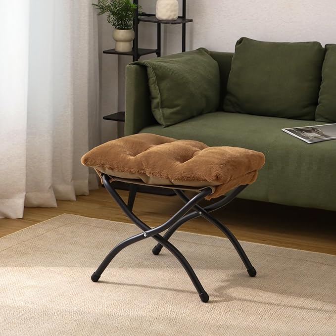 15" Folding Ottoman, Foldable Footrest Stool, Small Foot Stool