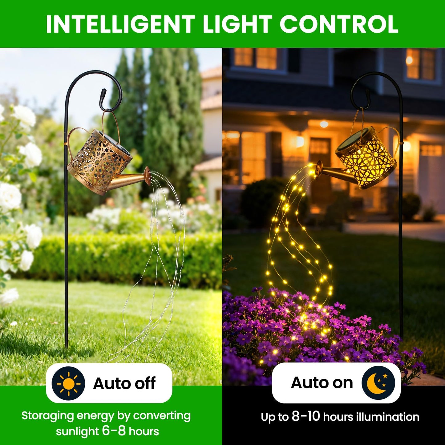 2 Pack Solar Watering Can, Metal Solar Lights Outdoor Waterproof, Hanging Lantern Decoration for Yard Outside Patio Lawn, Gardening Gifts for Women Mom Grandma