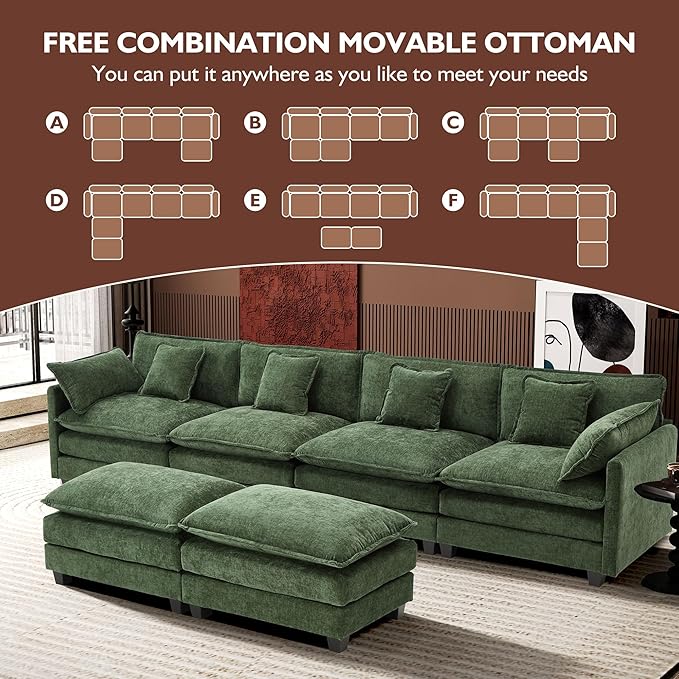 Ihanherry 146" U-Shaped Modern Sofa Modular Sectional Cloud Couch