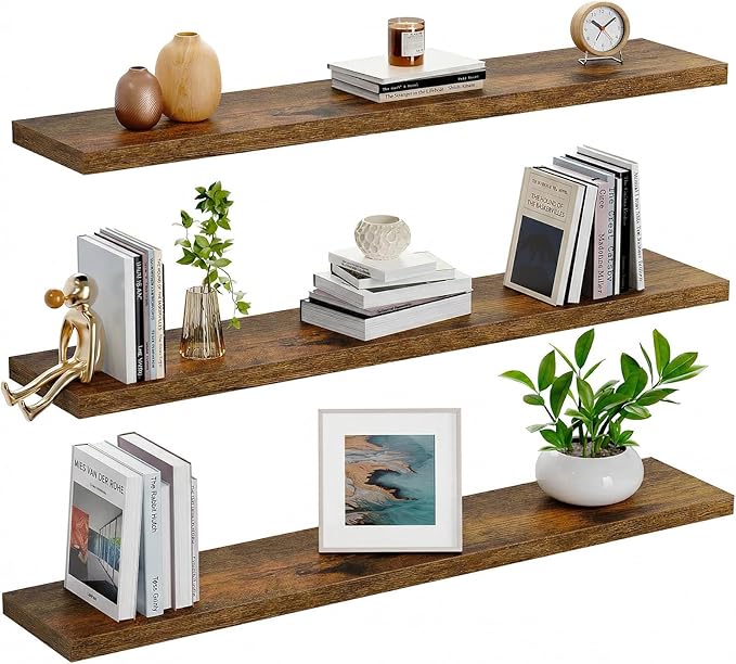 AMADA HOMEFURNISHING 35.4" L Floating Shelves, Wall Shelves Set of 3