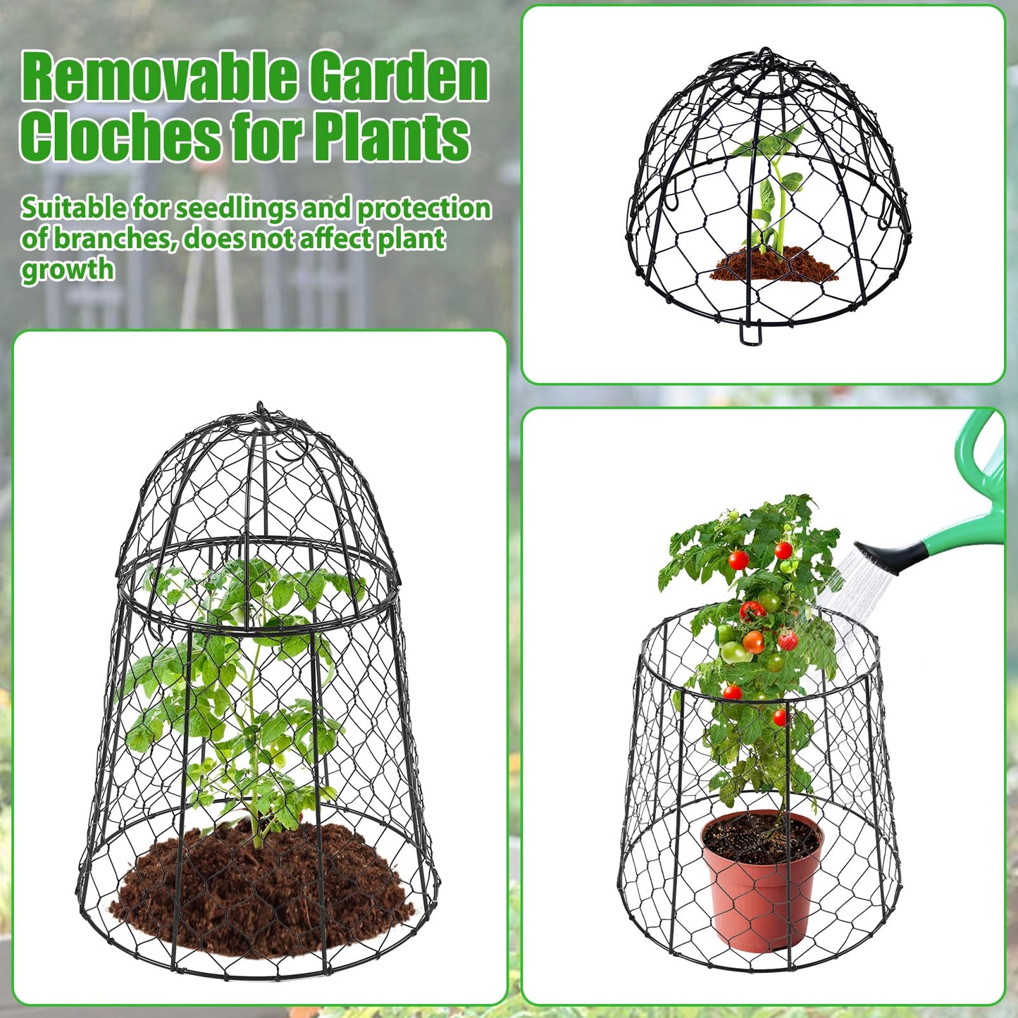 Phoncoo 6 Pack Garden Cloches for Plants, Sturdy Plant Protectors from Animals, Chicken Wire Cage for Garden Cages to Keep Bunnies Chicken Squirrels Birds Animals Out
