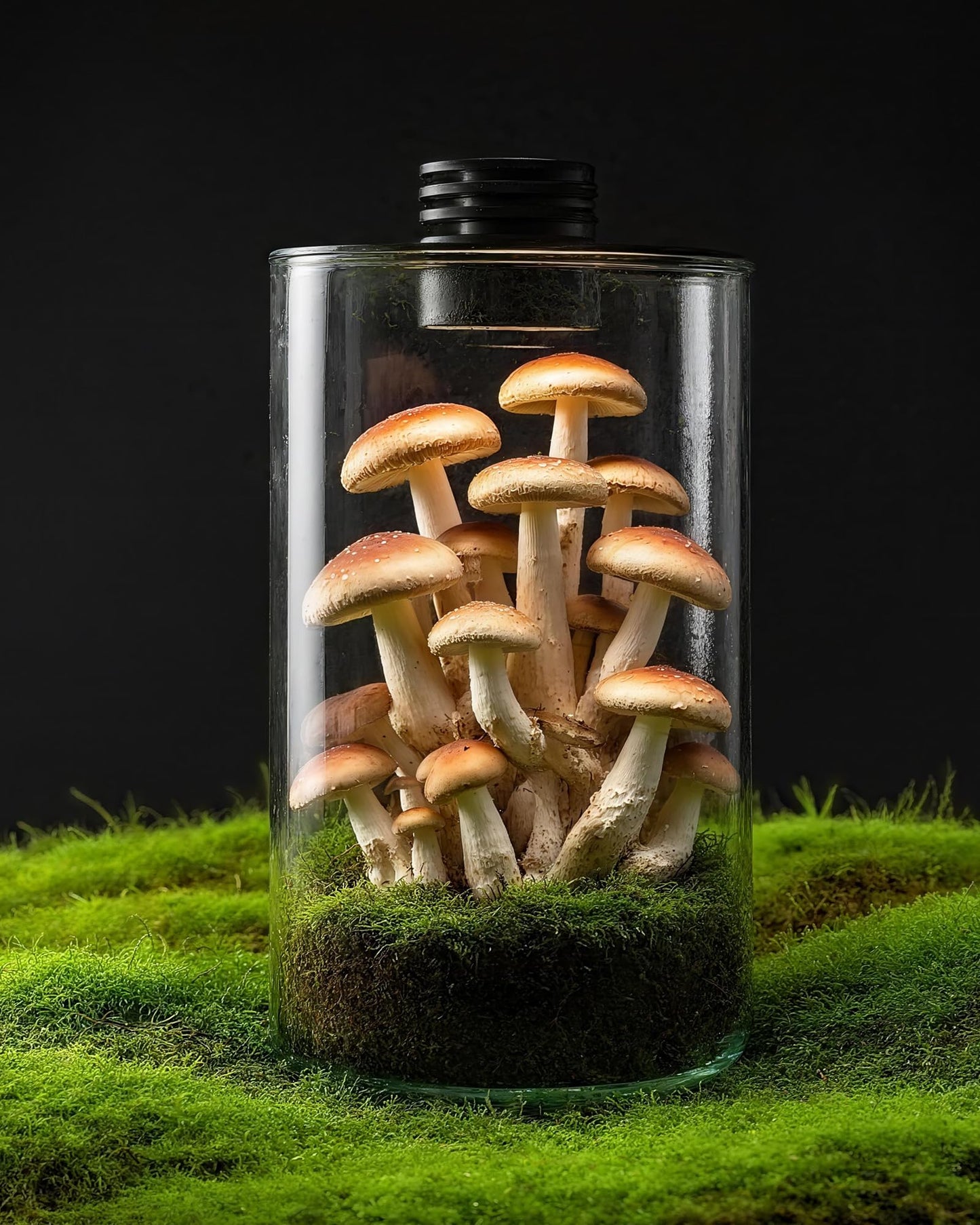Desktop Glass Terrarium with Grow Light (9.8" H x 5.9" D) - for Succulents, Moss, Mini Gardens, Betta Fish Tanks, Mushroom Cultivation | Indoor Plant Growth | Office/Home Decor | Plant Lover Gifts