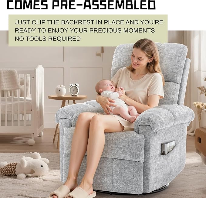 Korser Recliner Chair, Swivel Rocker Recliner Chair