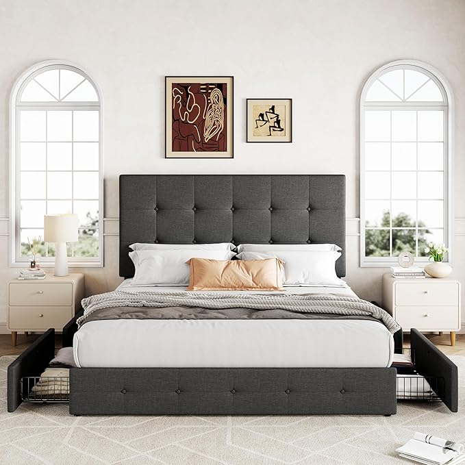 Allewie Upholstered Full Size Platform Bed Frame