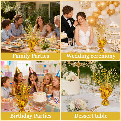18 Pack 2026 Graduation Table Centerpiece Decoration Metallic Foil Spray Centerpiece Glitter Star Brust Table Topper Decoration for Graduation Birthday New Year Holiday Party Supplies (Gold)
