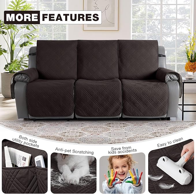 TAOCOCO 100% Waterproof Recliner Sofa Covers 3 Seater, Split Couch Covers