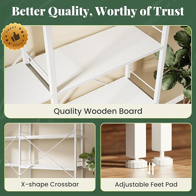 Huuger 5 Tier Bookshelf, L Shaped Corner Bookshelf
