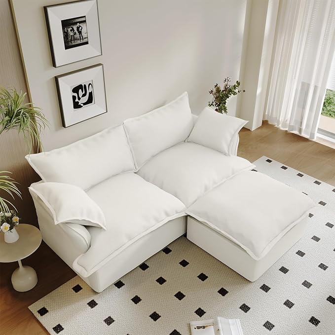2 Seat with Ottoman L Shape Modular Sectional Couch Sofa