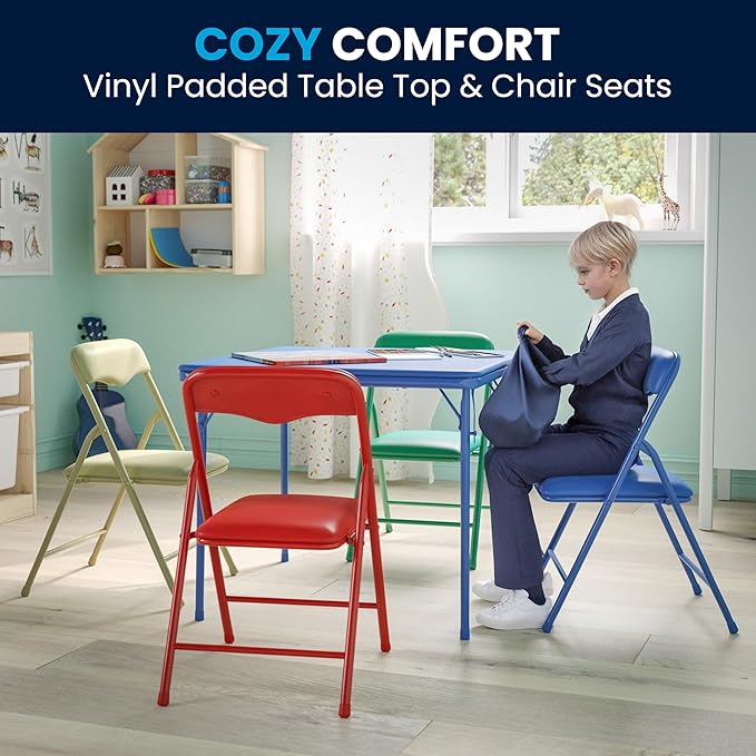Flash Furniture Mindy Kids 5-Piece set Folding Square Table and Chairs Set